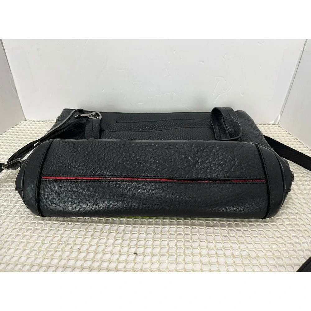 Hammitt Black Pebbled Leather Satchel Crossbody Bag‎ Gunmetal Rivets EUC